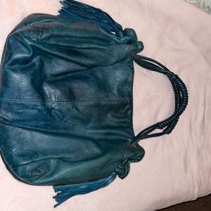 Authentic Paolo Masi Italian leather bag from Florence Italy in teal green